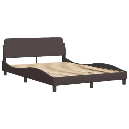 Cadre de lit avec LED sans matelas Hvar marron foncé 120x200cm tissu