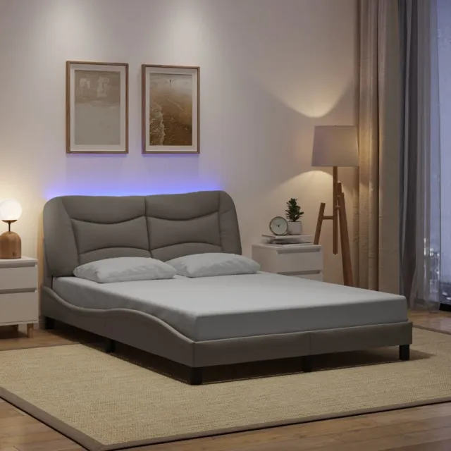 Cadre de lit avec LED sans matelas Hvar taupe 120x200 cm tissu