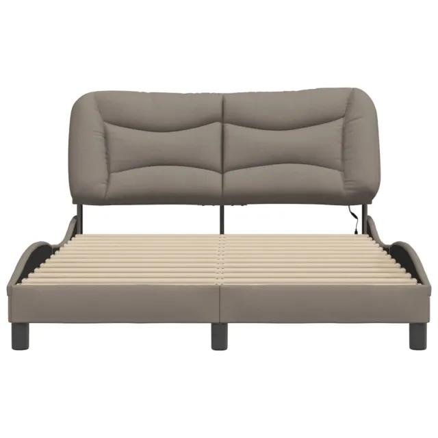 Cadre de lit avec LED sans matelas Hvar taupe 120x200 cm tissu