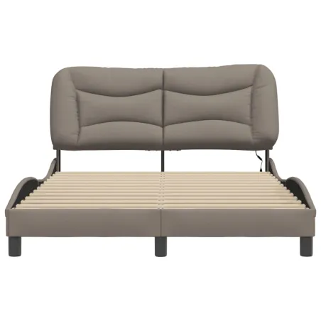 Cadre de lit avec LED sans matelas Hvar taupe 120x200 cm tissu