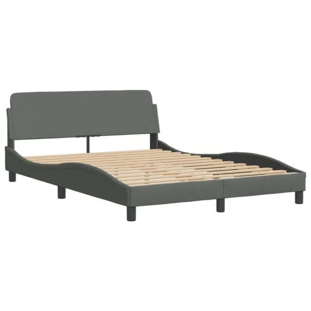 Cadre de lit avec LED sans matelas Hvar gris foncé 140x190 cm tissu