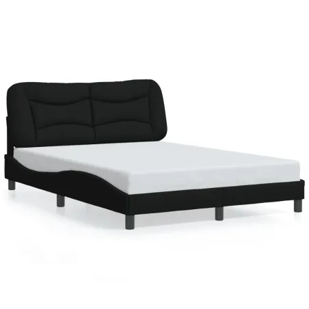 Cadre de lit avec LED sans matelas Hvar noir 140x190 cm tissu