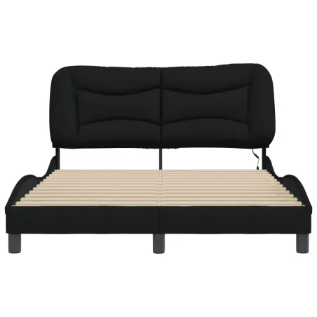 Cadre de lit avec LED sans matelas Hvar noir 140x190 cm tissu