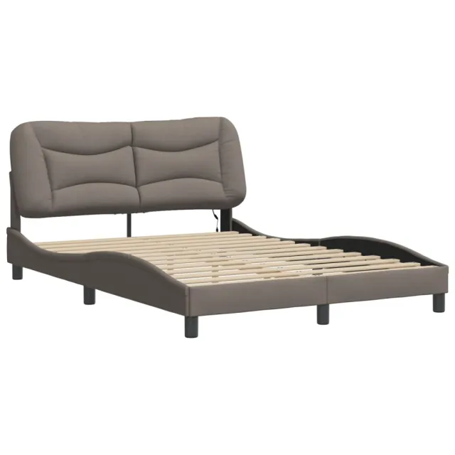 Cadre de lit avec LED sans matelas Hvar taupe 140x190 cm tissu