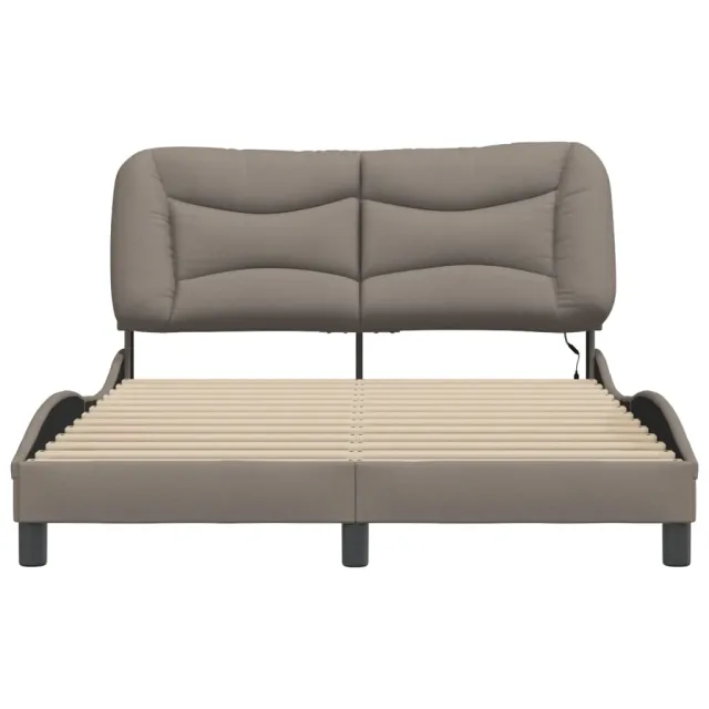 Cadre de lit avec LED sans matelas Hvar taupe 140x190 cm tissu