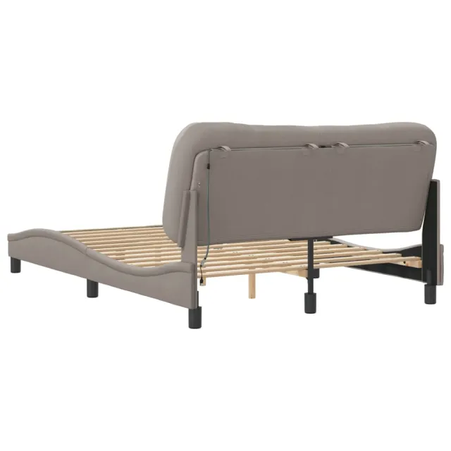 Cadre de lit avec LED sans matelas Hvar taupe 140x190 cm tissu