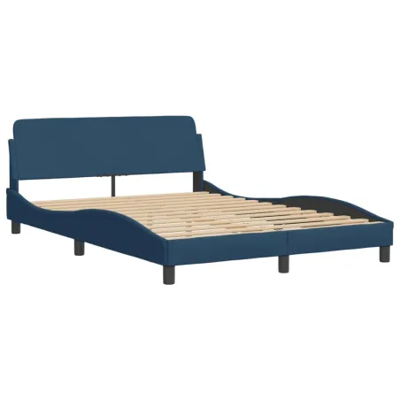 Cadre de lit avec LED sans matelas Hvar bleu 140x190 cm tissu