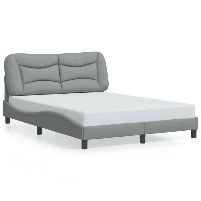 Cadre de lit avec LED sans matelas Hvar gris clair 140x200 cm tissu