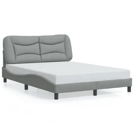 Cadre de lit avec LED sans matelas Hvar gris clair 140x200 cm tissu