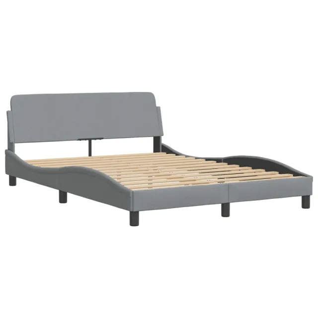 Cadre de lit avec LED sans matelas Hvar gris clair 140x200 cm tissu