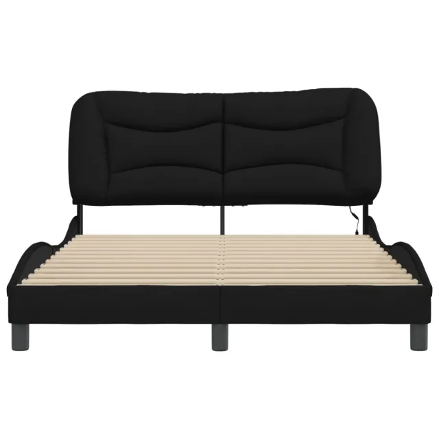 Cadre de lit avec LED sans matelas Hvar noir 140x200 cm tissu