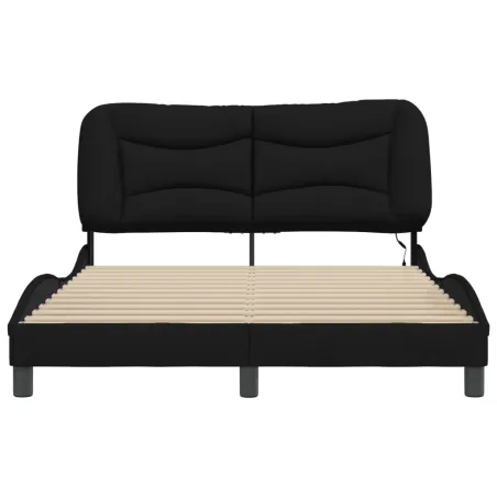 Cadre de lit avec LED sans matelas Hvar noir 140x200 cm tissu
