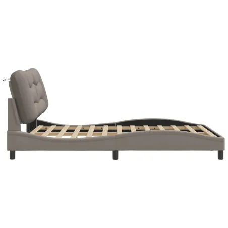 Cadre de lit avec LED sans matelas Hvar taupe 140x200 cm tissu