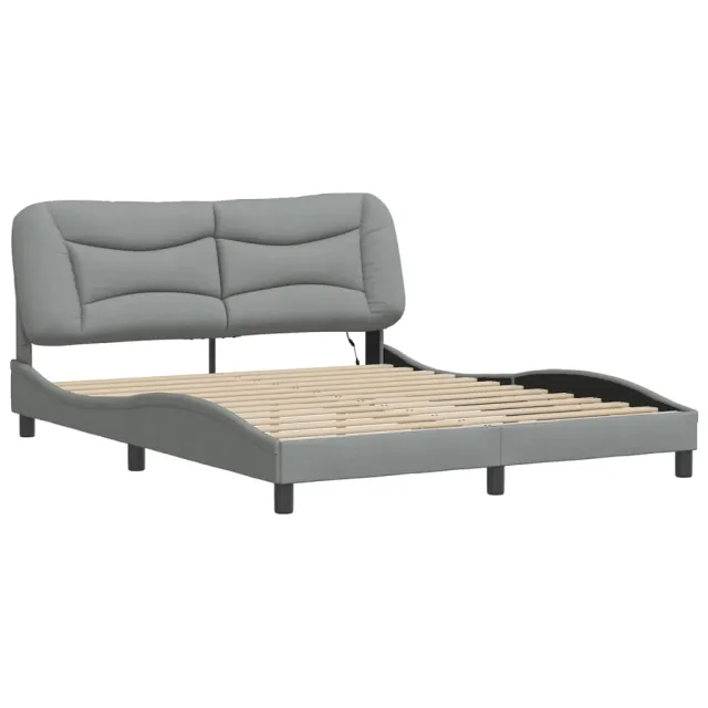 Cadre de lit avec LED sans matelas Hvar gris clair 160x200 cm tissu
