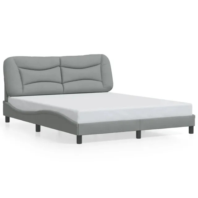Cadre de lit avec LED sans matelas Hvar gris clair 160x200 cm tissu