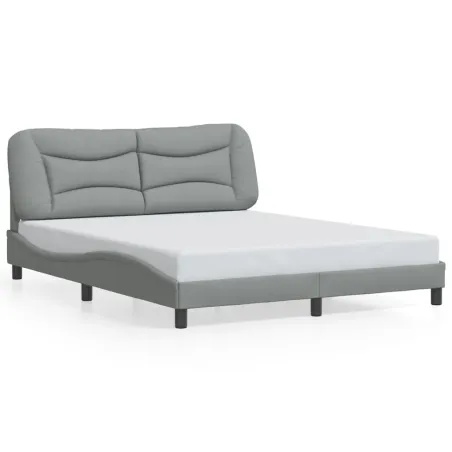 Cadre de lit avec LED sans matelas Hvar gris clair 160x200 cm tissu
