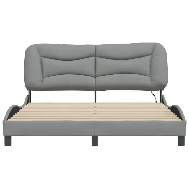 Cadre de lit avec LED sans matelas Hvar gris clair 160x200 cm tissu
