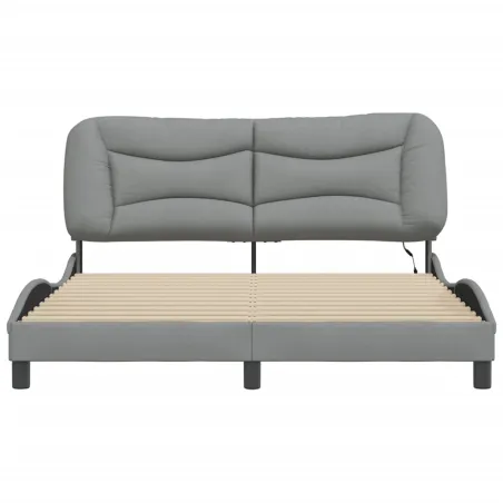 Cadre de lit avec LED sans matelas Hvar gris clair 160x200 cm tissu
