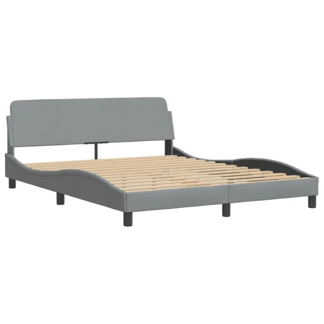 Cadre de lit avec LED sans matelas Hvar gris clair 160x200 cm tissu