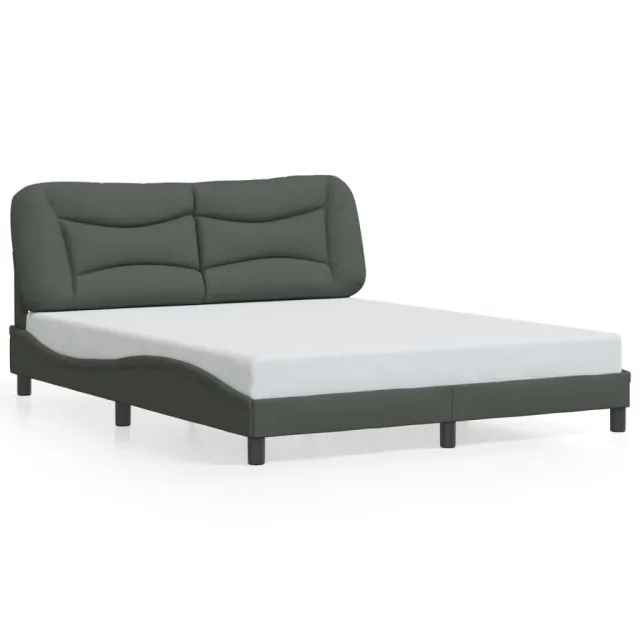 Cadre de lit avec LED sans matelas Hvar gris foncé 160x200 cm tissu