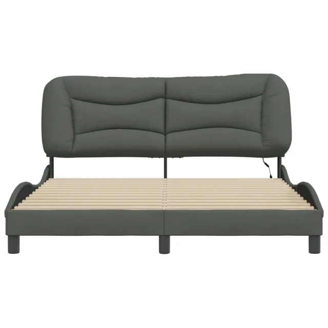 Cadre de lit avec LED sans matelas Hvar gris foncé 160x200 cm tissu