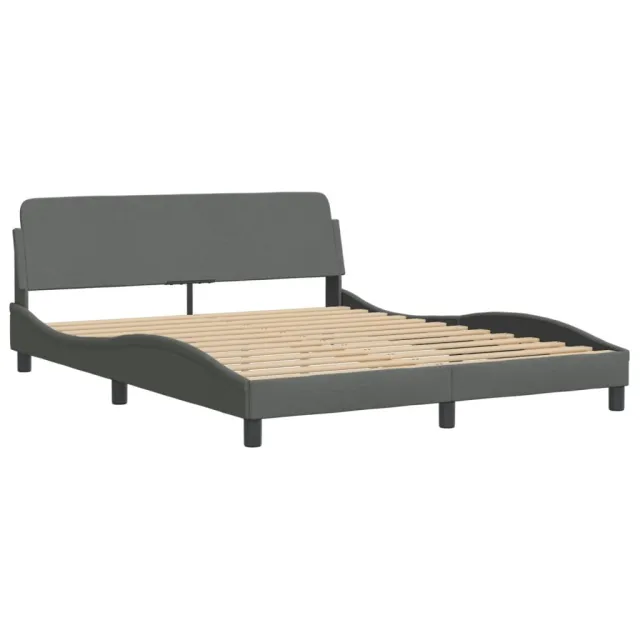 Cadre de lit avec LED sans matelas Hvar gris foncé 160x200 cm tissu