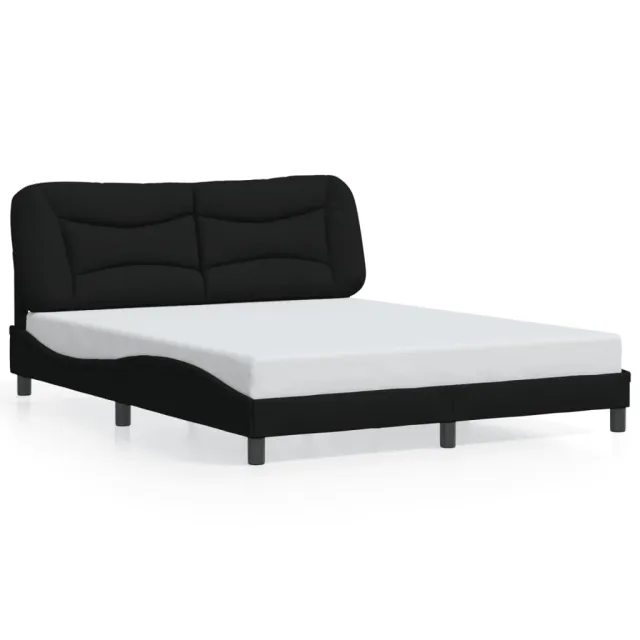Cadre de lit avec LED sans matelas Hvar noir 160x200 cm tissu