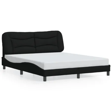 Cadre de lit avec LED sans matelas Hvar noir 160x200 cm tissu