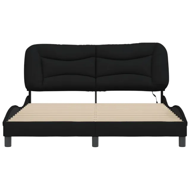 Cadre de lit avec LED sans matelas Hvar noir 160x200 cm tissu