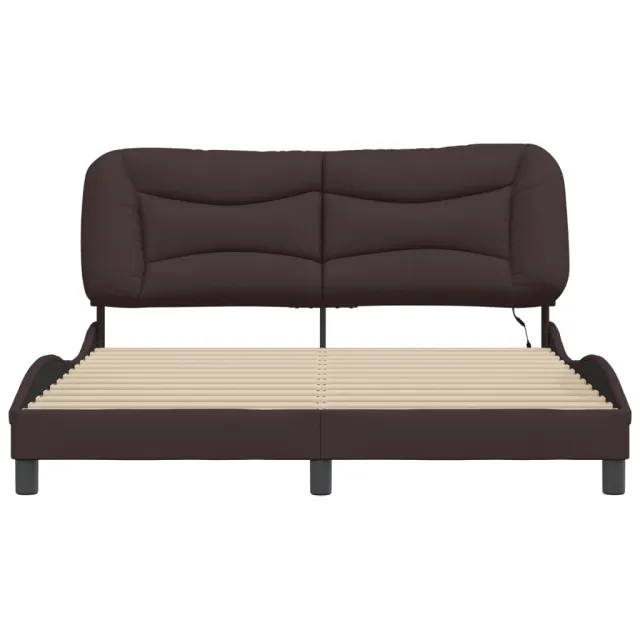 Cadre de lit avec LED sans matelas Hvar marron foncé 160x200cm tissu