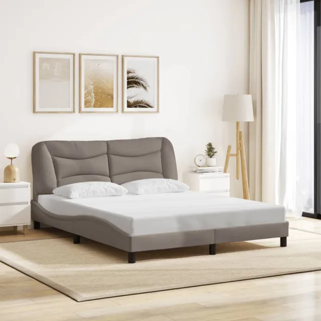 Cadre de lit avec LED sans matelas Hvar taupe 160x200 cm tissu