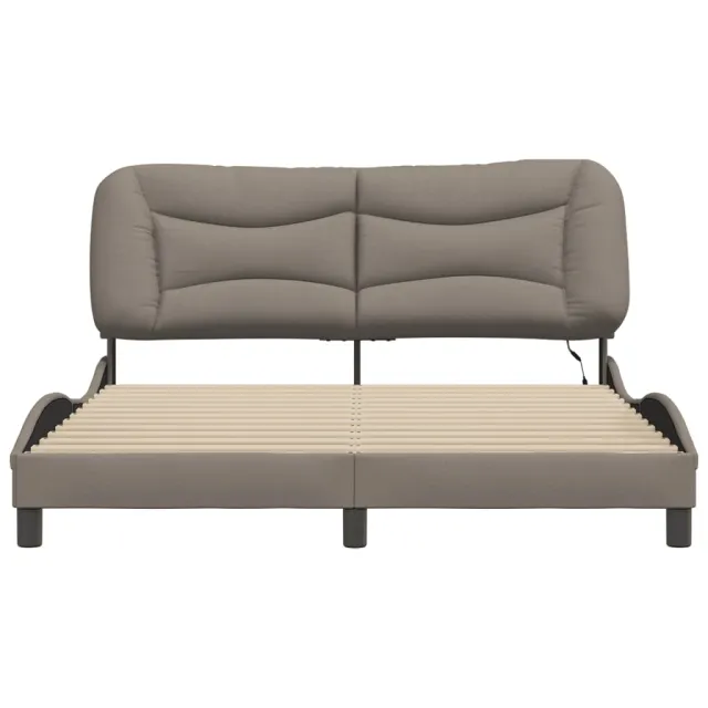 Cadre de lit avec LED sans matelas Hvar taupe 160x200 cm tissu