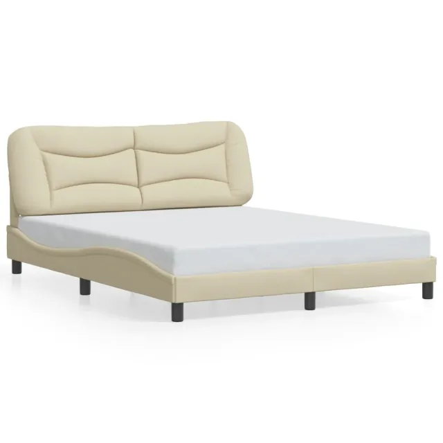 Cadre de lit avec LED sans matelas Hvar crème 160x200 cm tissu