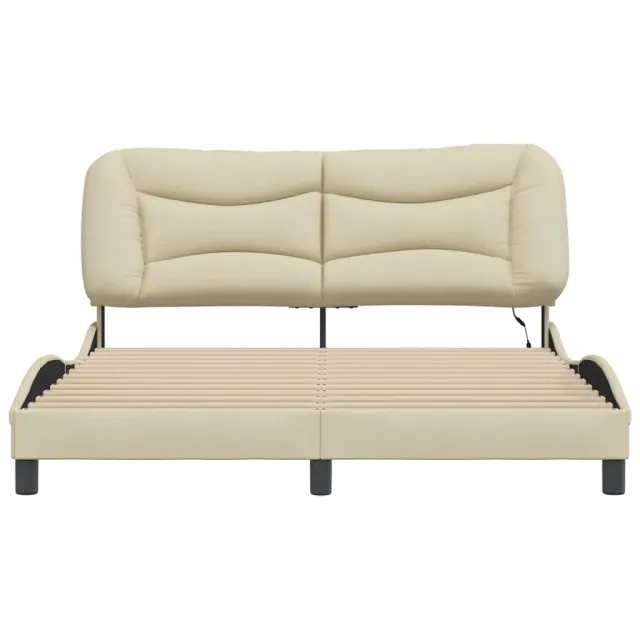 Cadre de lit avec LED sans matelas Hvar crème 160x200 cm tissu