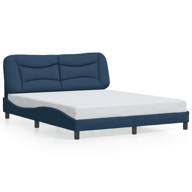 Cadre de lit avec LED sans matelas Hvar bleu 160x200 cm tissu