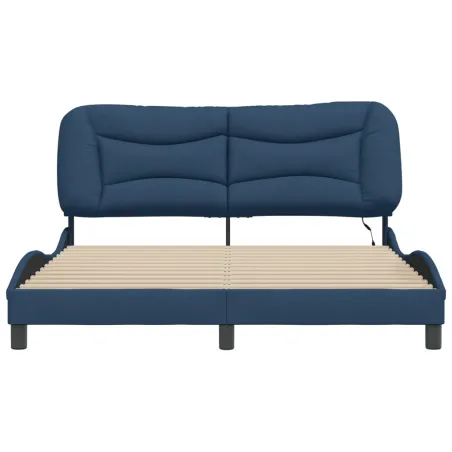 Cadre de lit avec LED sans matelas Hvar bleu 160x200 cm tissu