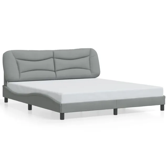 Cadre de lit avec LED sans matelas Hvar gris clair 180x200 cm tissu
