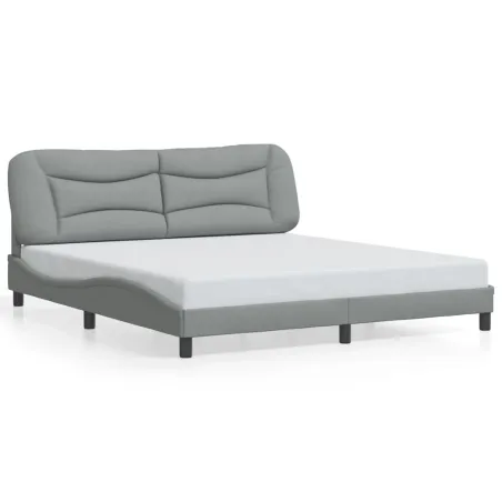 Cadre de lit avec LED sans matelas Hvar gris clair 180x200 cm tissu