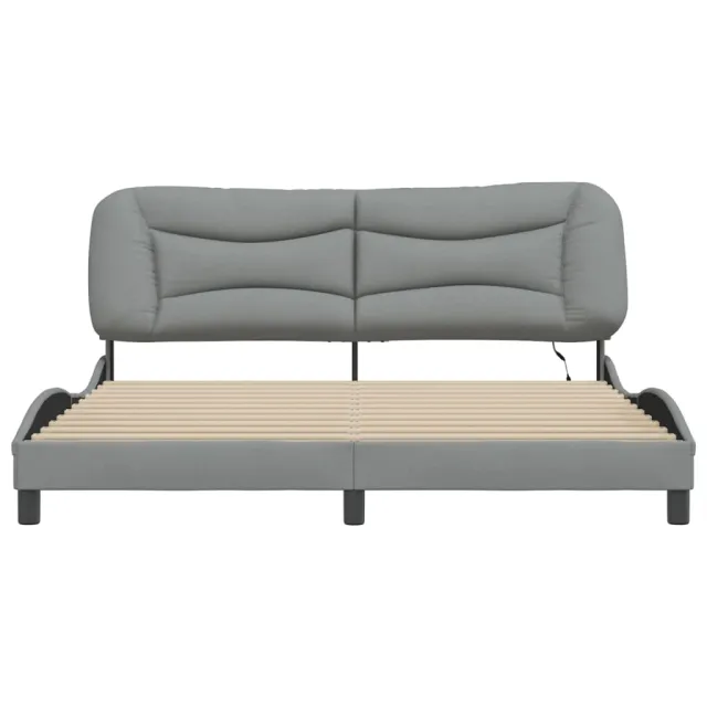 Cadre de lit avec LED sans matelas Hvar gris clair 180x200 cm tissu