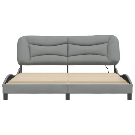 Cadre de lit avec LED sans matelas Hvar gris clair 180x200 cm tissu