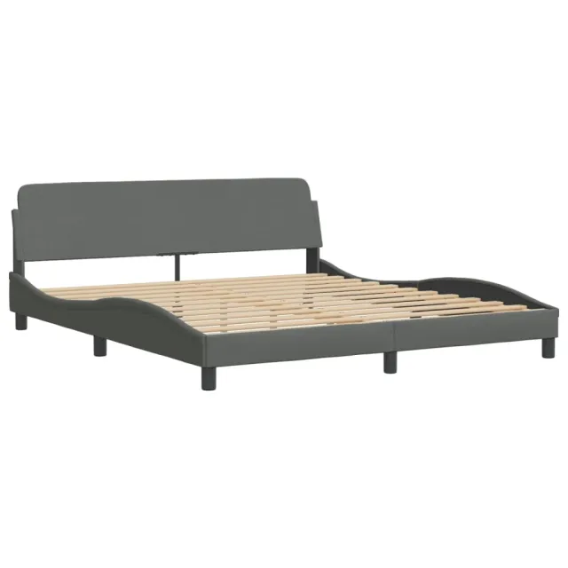 Cadre de lit avec LED sans matelas Hvar gris foncé 180x200 cm tissu