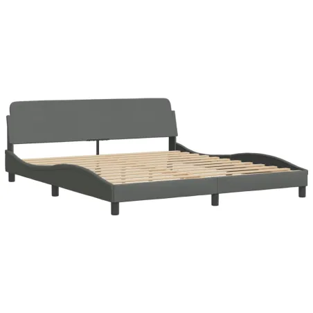 Cadre de lit avec LED sans matelas Hvar gris foncé 180x200 cm tissu
