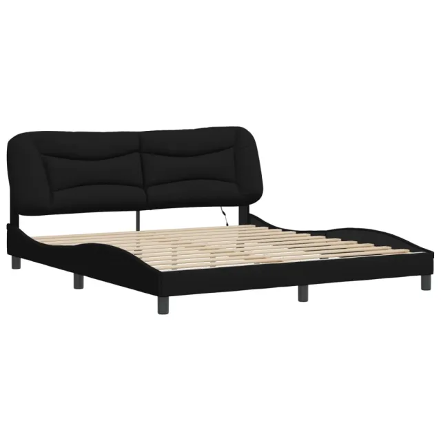 Cadre de lit avec LED sans matelas Hvar noir 180x200 cm tissu