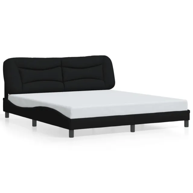 Cadre de lit avec LED sans matelas Hvar noir 180x200 cm tissu