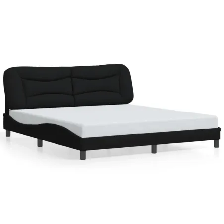 Cadre de lit avec LED sans matelas Hvar noir 180x200 cm tissu