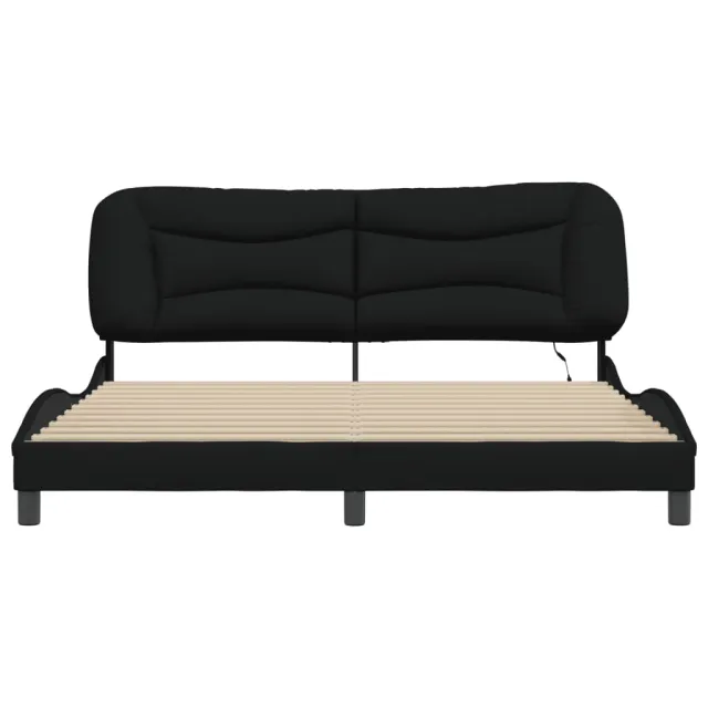 Cadre de lit avec LED sans matelas Hvar noir 180x200 cm tissu