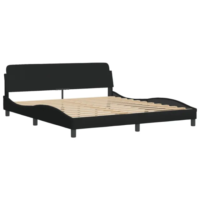 Cadre de lit avec LED sans matelas Hvar noir 180x200 cm tissu