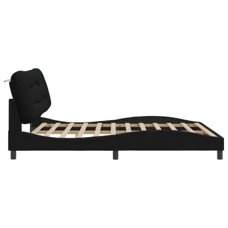 Cadre de lit avec LED sans matelas Hvar noir 180x200 cm tissu