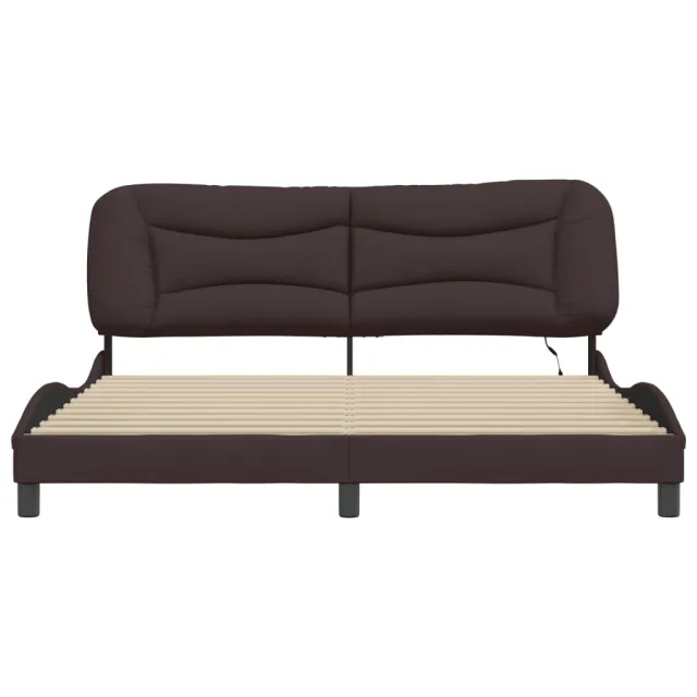 Cadre de lit avec LED sans matelas Hvar marron foncé 180x200cm tissu