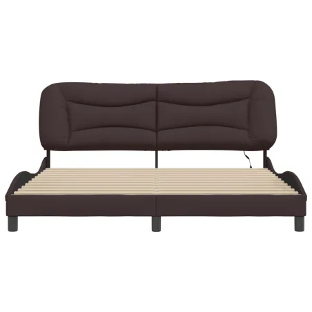 Cadre de lit avec LED sans matelas Hvar marron foncé 180x200cm tissu